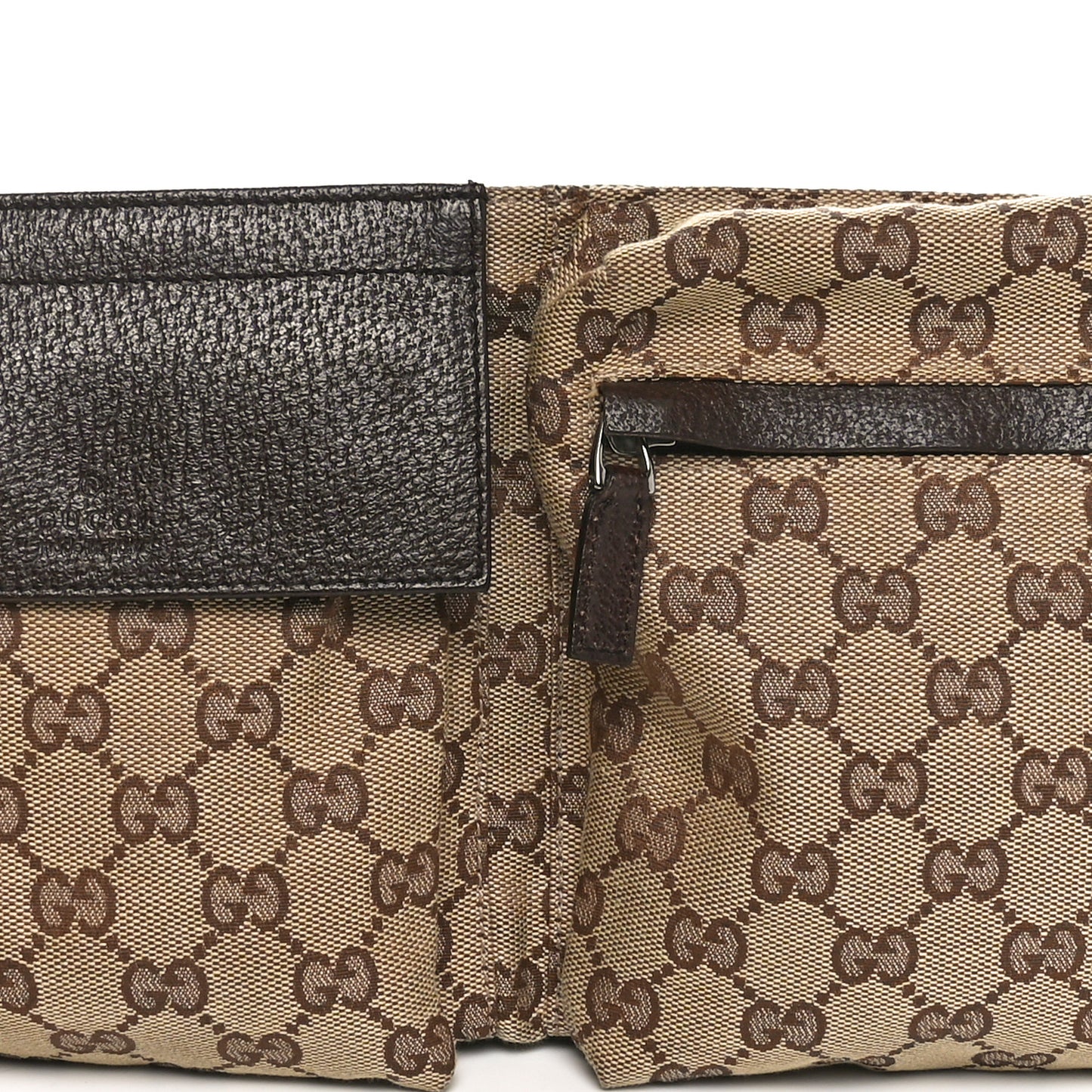 GG Monogram Double Pocket Belt Bag Dark Brown
