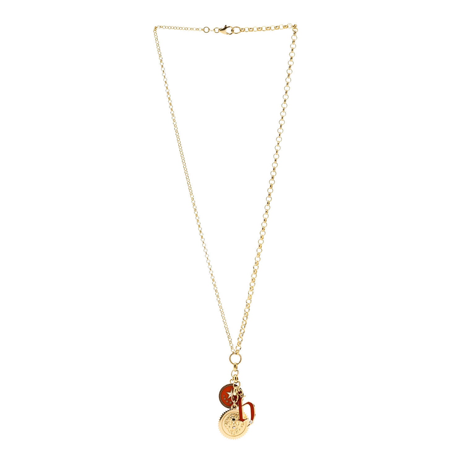 Foundrae 18K Yellow Gold Enamel Medium Strength Petite Champlevé Star Medallion Initial Mixed Belcher Extension Chain Necklace 3 of 5