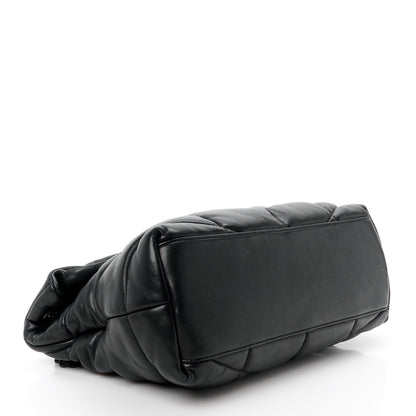 Saint Laurent Lambskin Quilted Monogram Monochrome Medium Loulou Puffer Chain Satchel Black 4 of 11