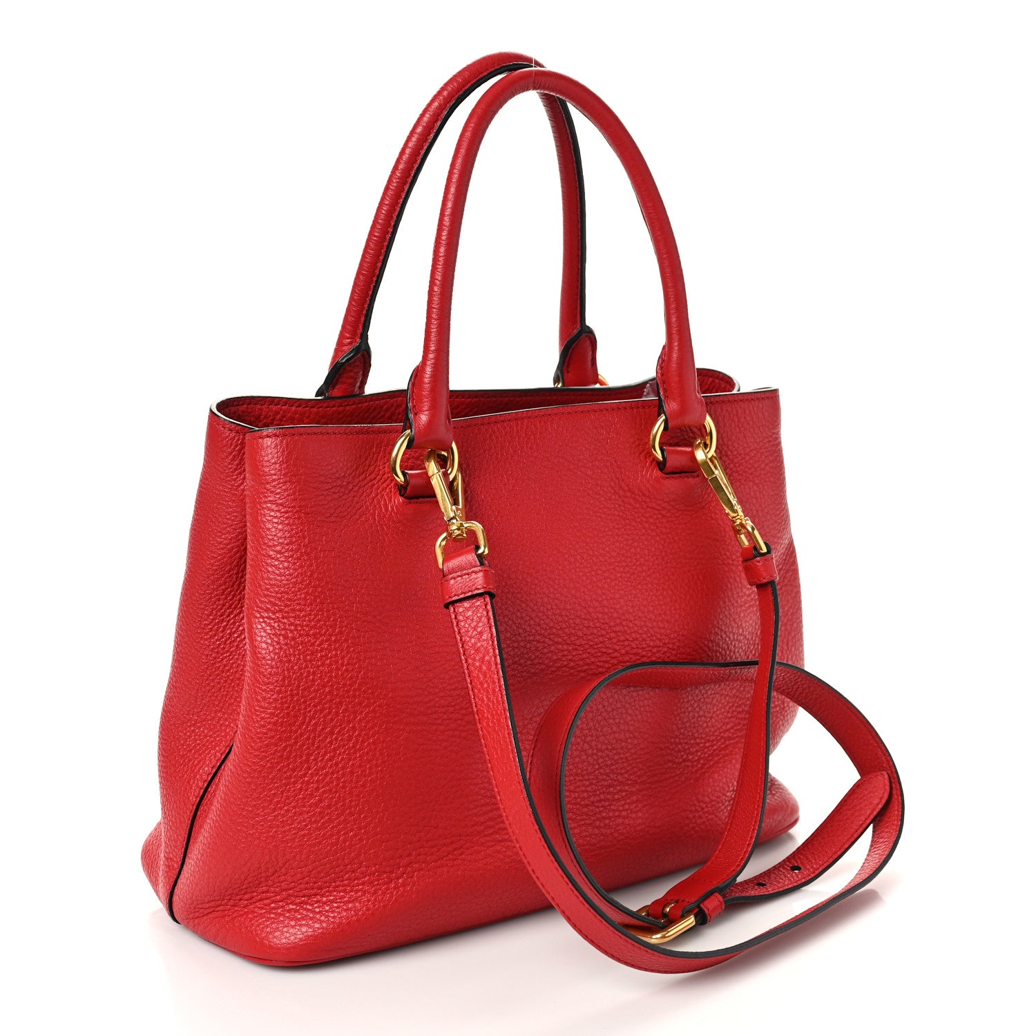 Prada Vitello Daino Shoulder Bag Rosso 3 of 8