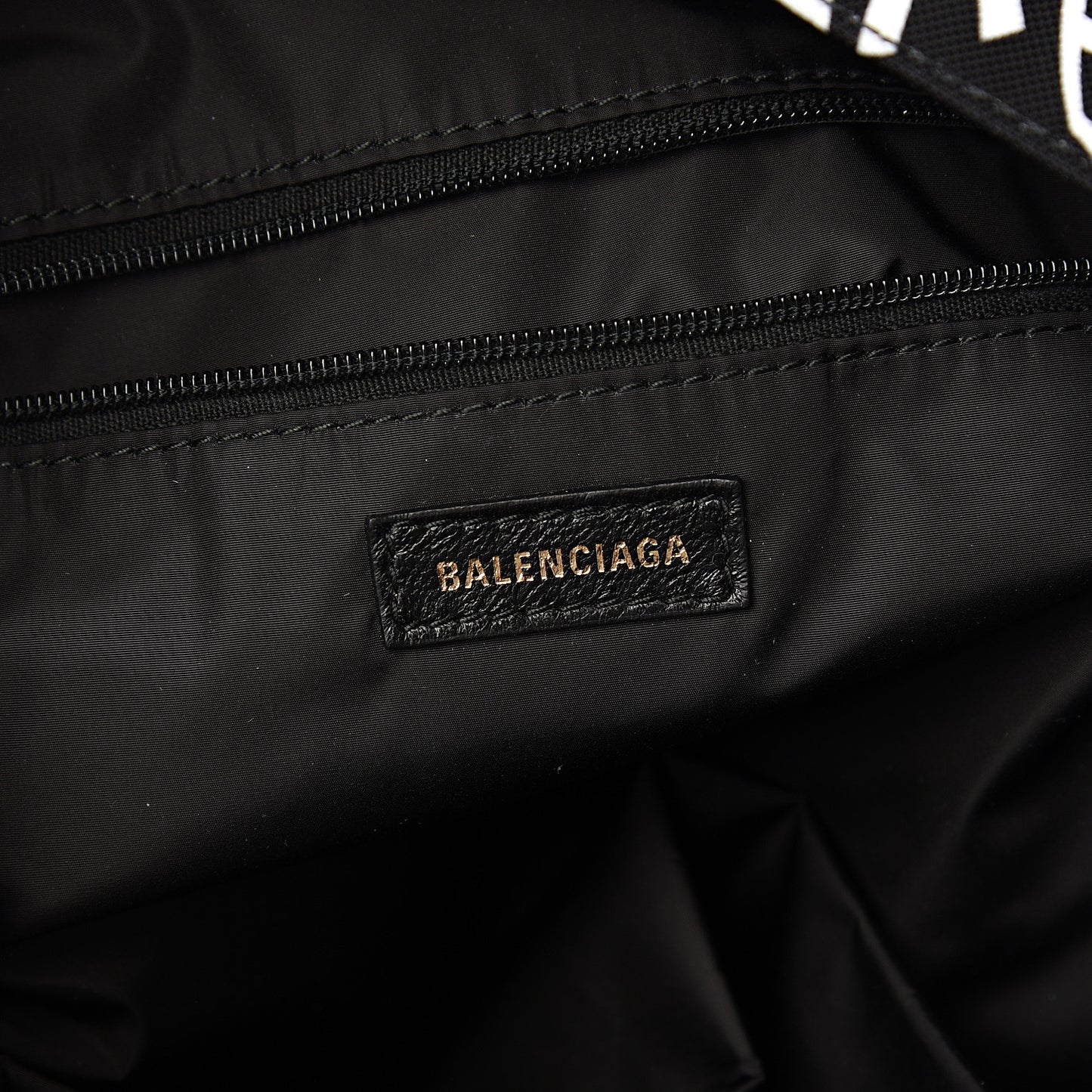 Nylon Wave Logo Printed Wheel Backpack Black White