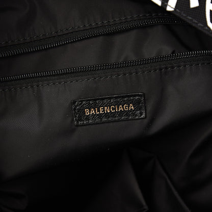 Balenciaga Nylon Wave Logo Printed Wheel Backpack Black White 5 of 10