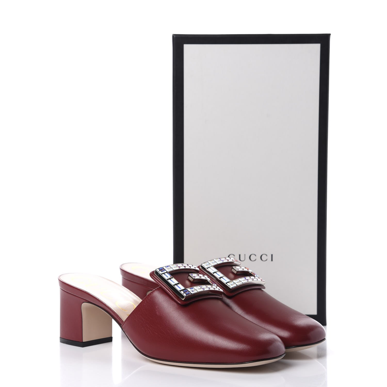 Gucci Malaga Kid Crystal Square G Madelyn Mules 40 Romantic Cerise 12 of 12