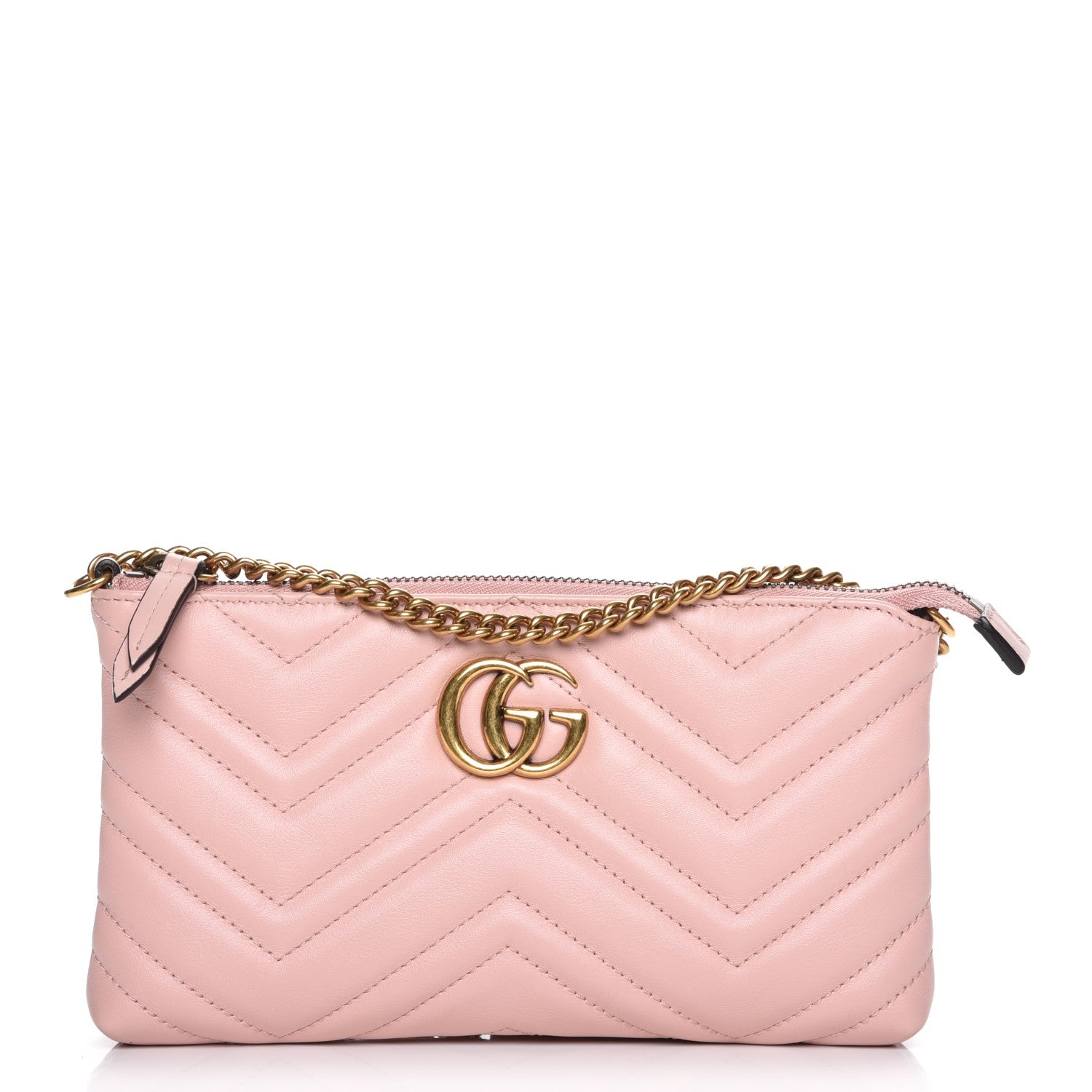 Gucci Calfskin Matelasse Mini GG Marmont Chain Bag Perfect Pink 1 of 8