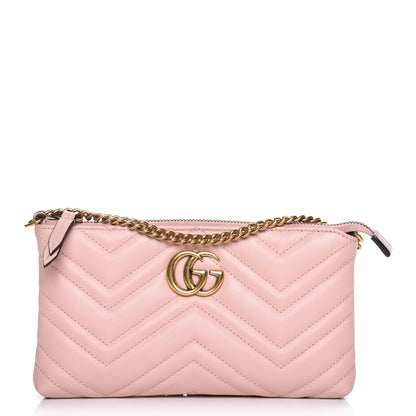 Gucci Calfskin Matelasse Mini GG Marmont Chain Bag Perfect Pink 1 of 8