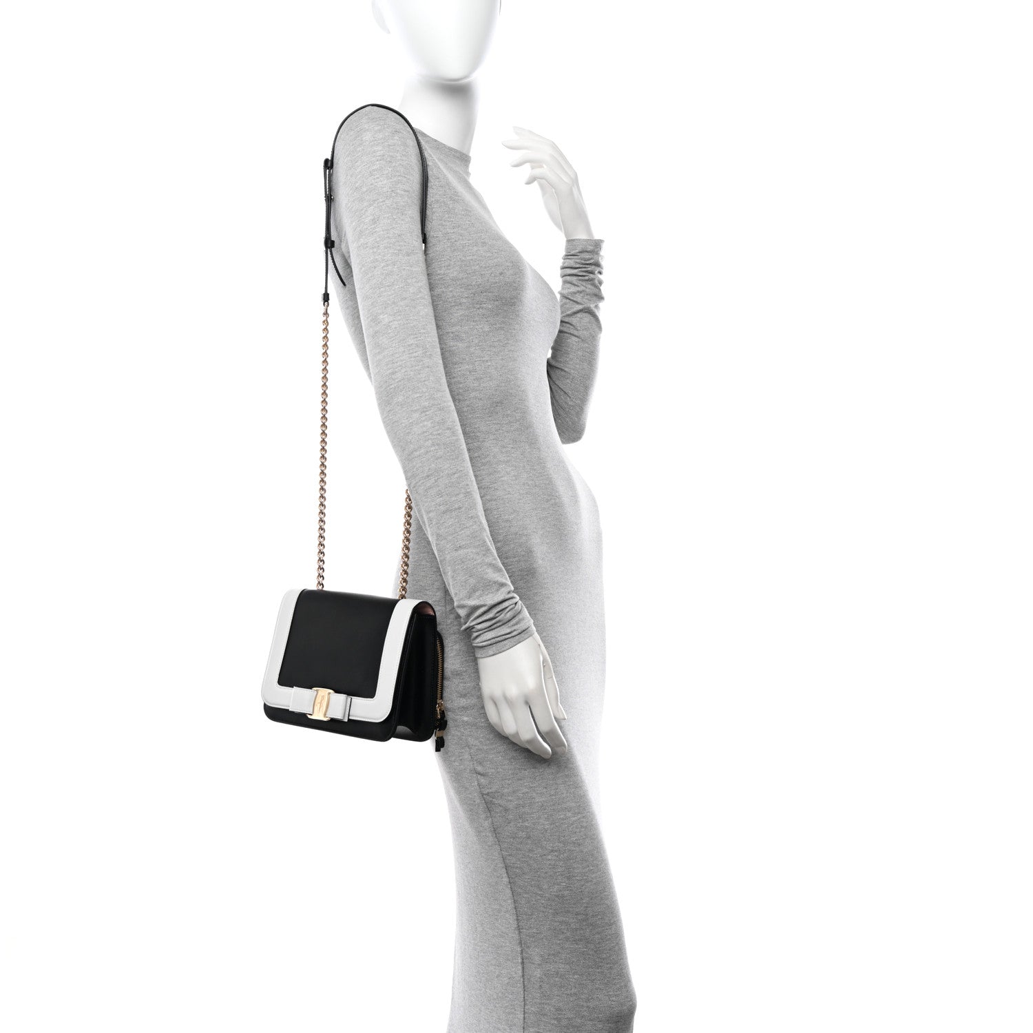 Salvatore Ferragamo Smooth Calfskin Vara Bow Chain Flap Crossbody Blue 2 of 9