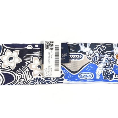 Hermes Silk Bingata Twilly Marine Tabac White 4 of 4