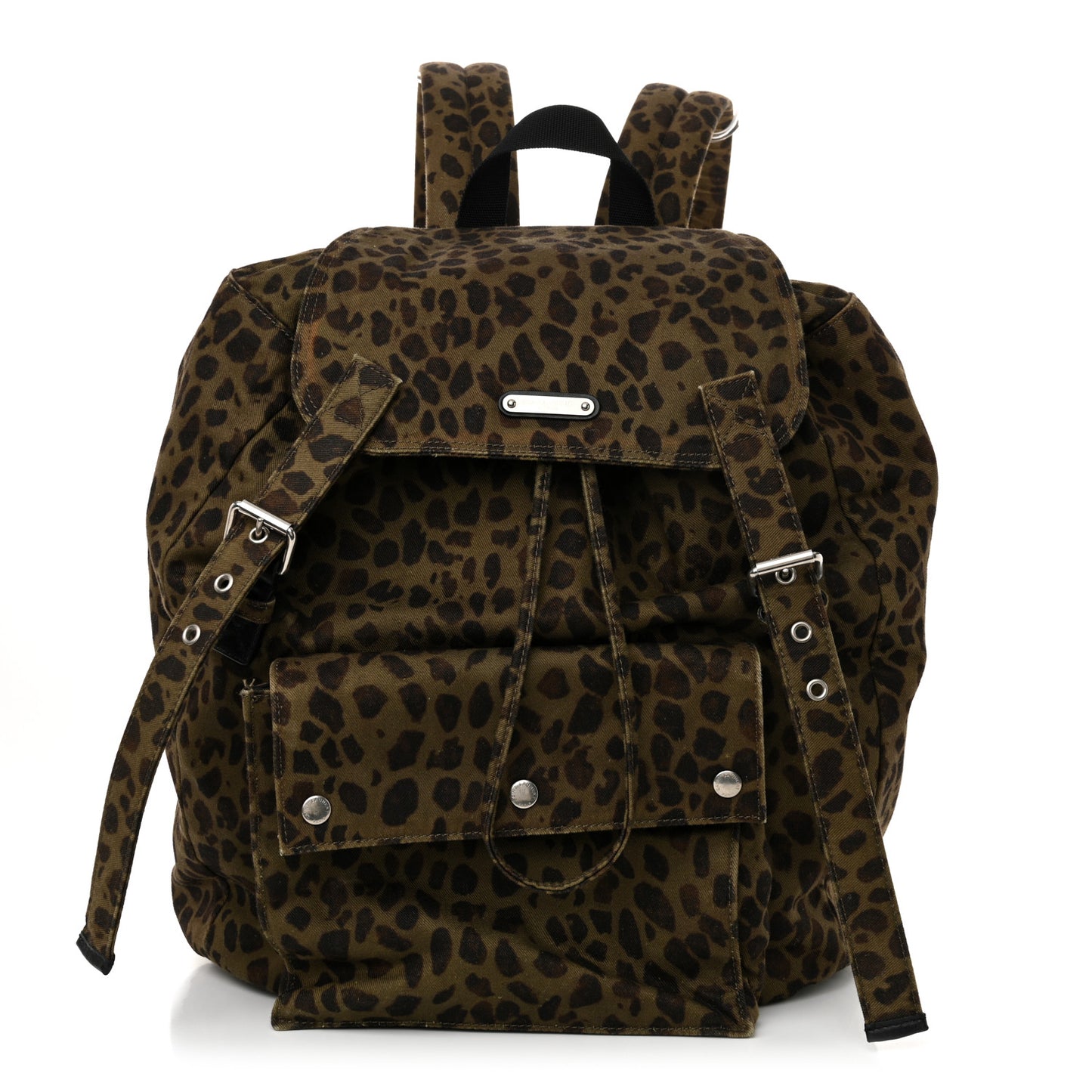 Gabardine Leopard Noe Backpack Khaki Black