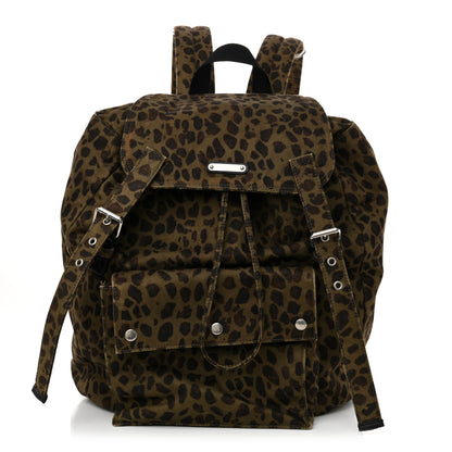 Saint Laurent Gabardine Leopard Noe Backpack Khaki Black 1 of 12