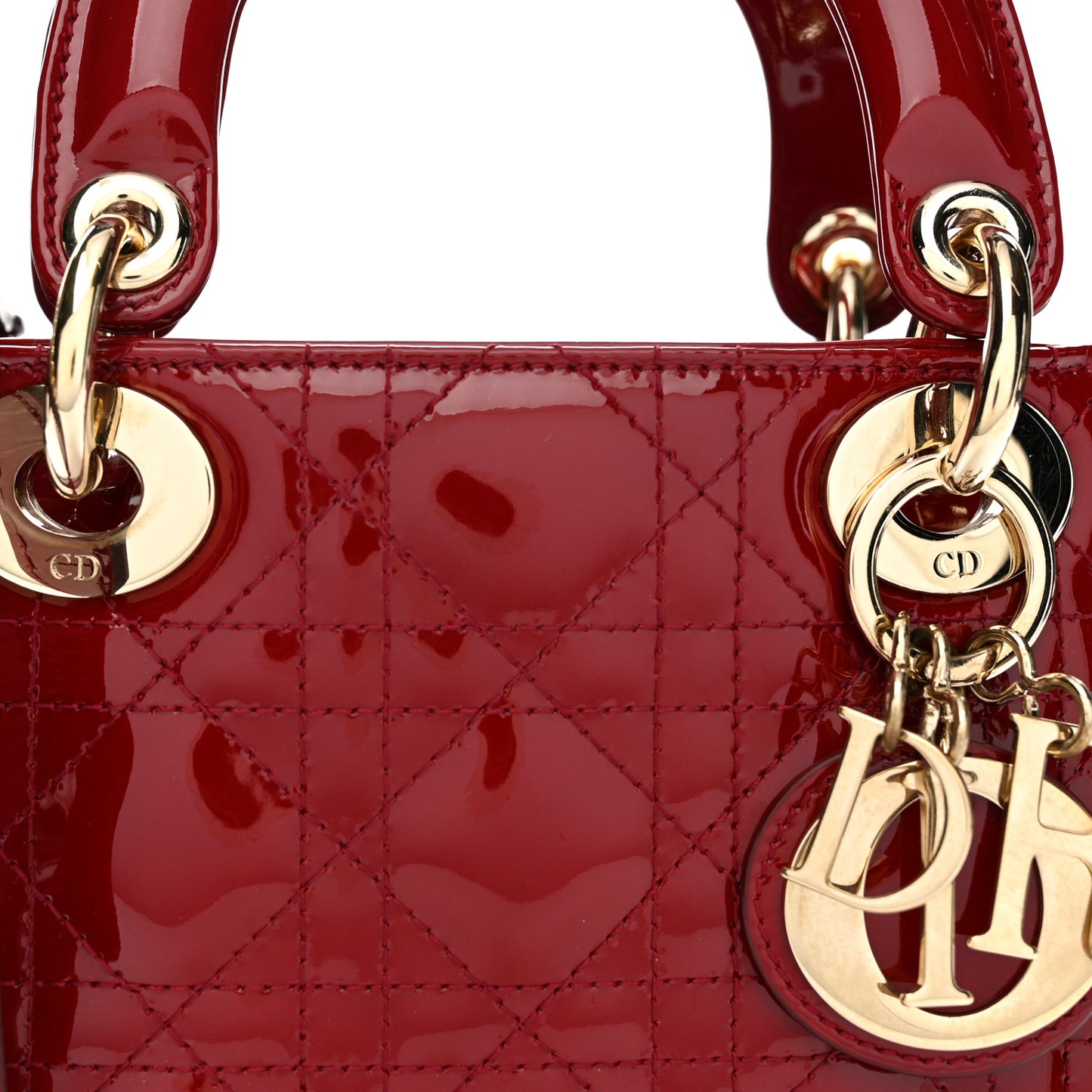 Patent Cannage Mini Lady Dior Red