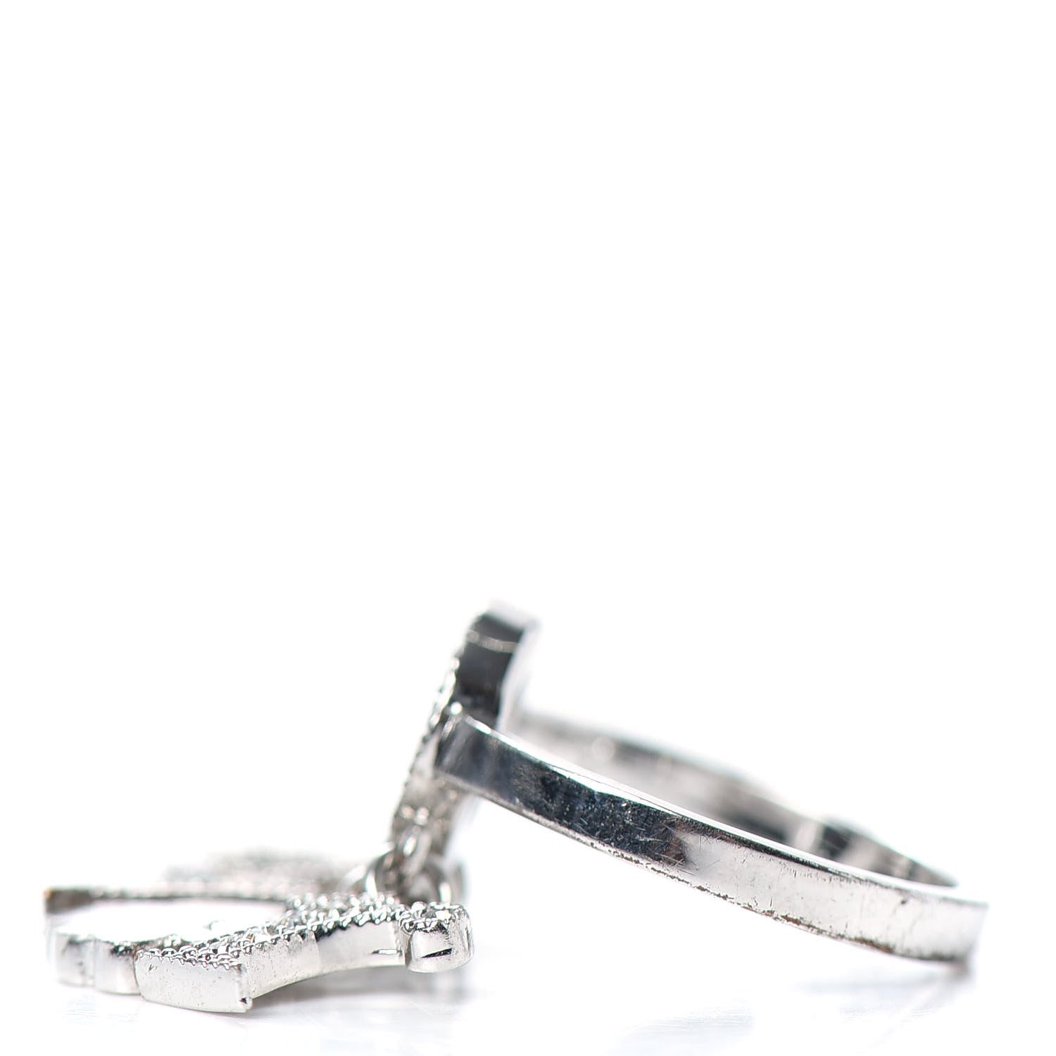 Christian Dior Crystal Clover Charms Ring 3.75 Silver 3 of 4