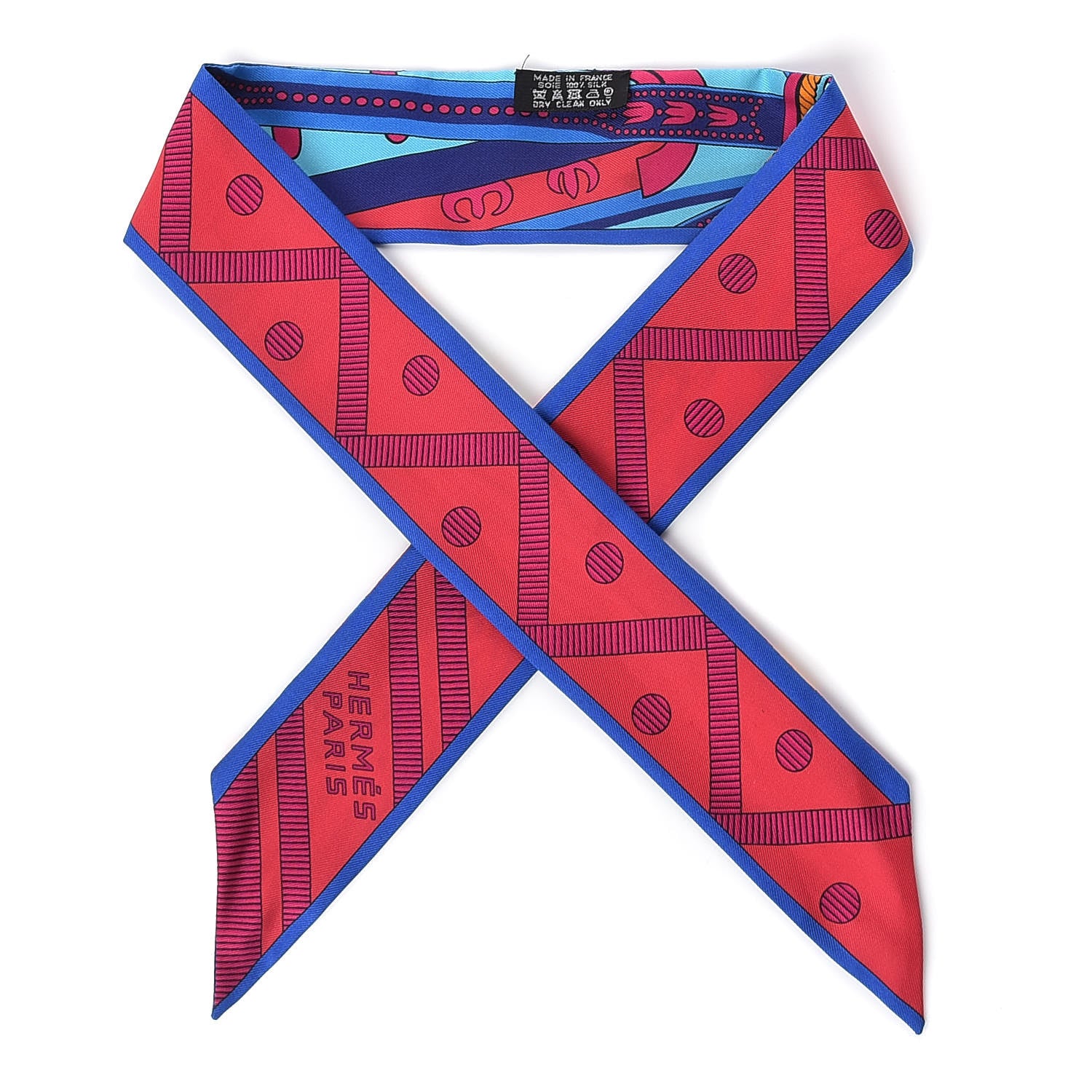 Hermes Silk Balade En Berline Twilly Rouge Fuchsia Turquoise 1 of 6