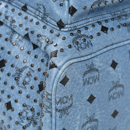 MCM Visetos Studded Medium Backpack Blue 8 of 15
