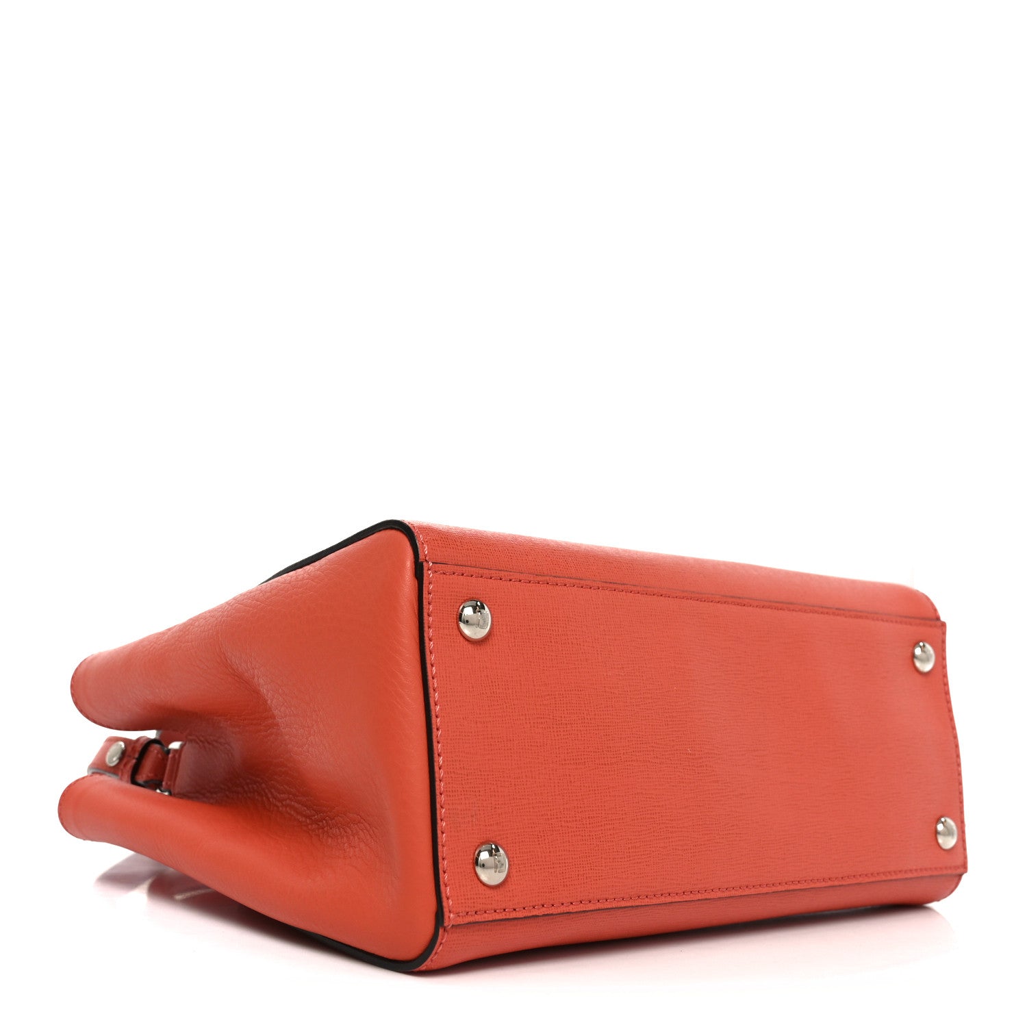 Fendi Vitello Elite Flamingo Petite 2Jours Tote Rosso Pimento 4 of 9