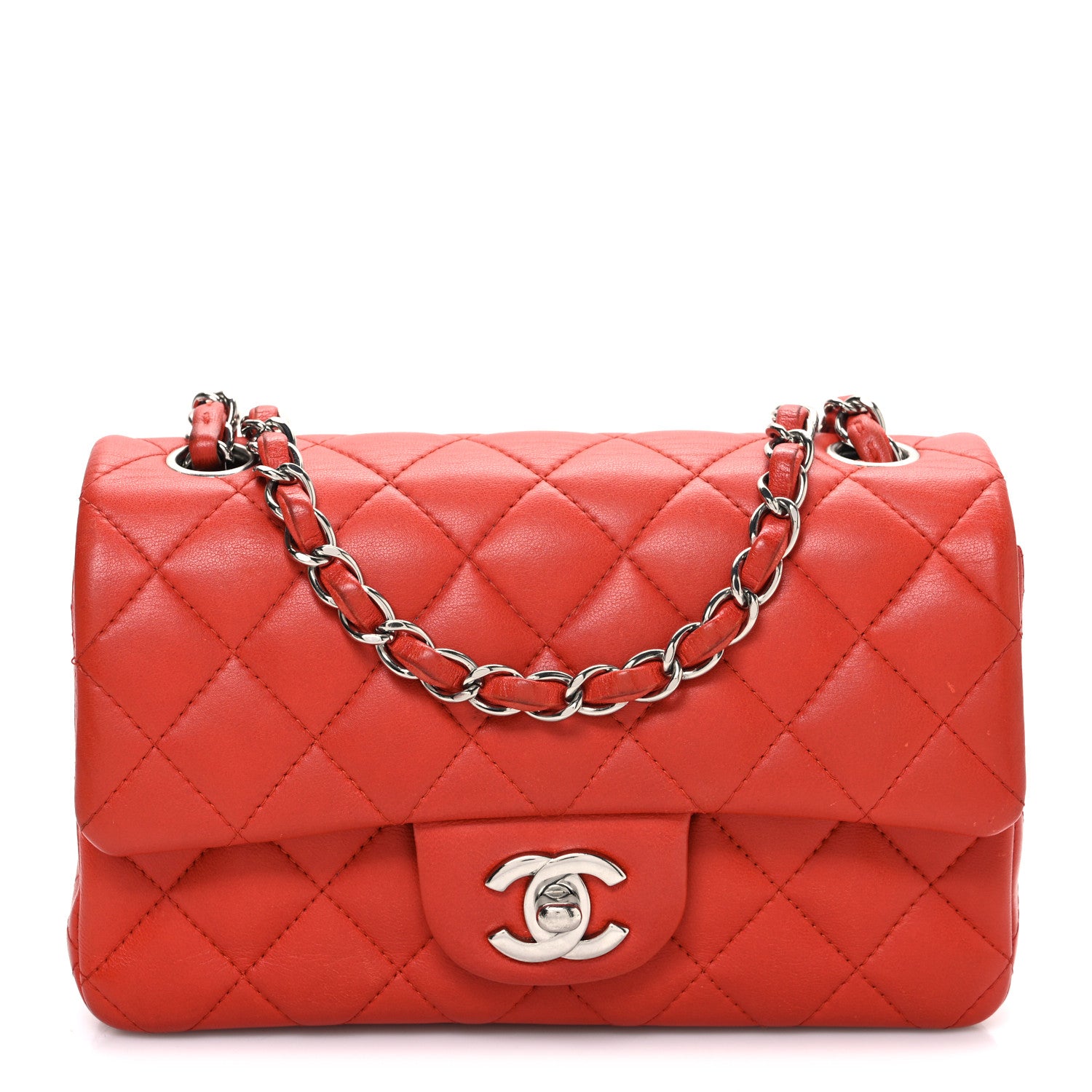 Chanel Lambskin Quilted Mini Rectangular Flap Red 1 of 10