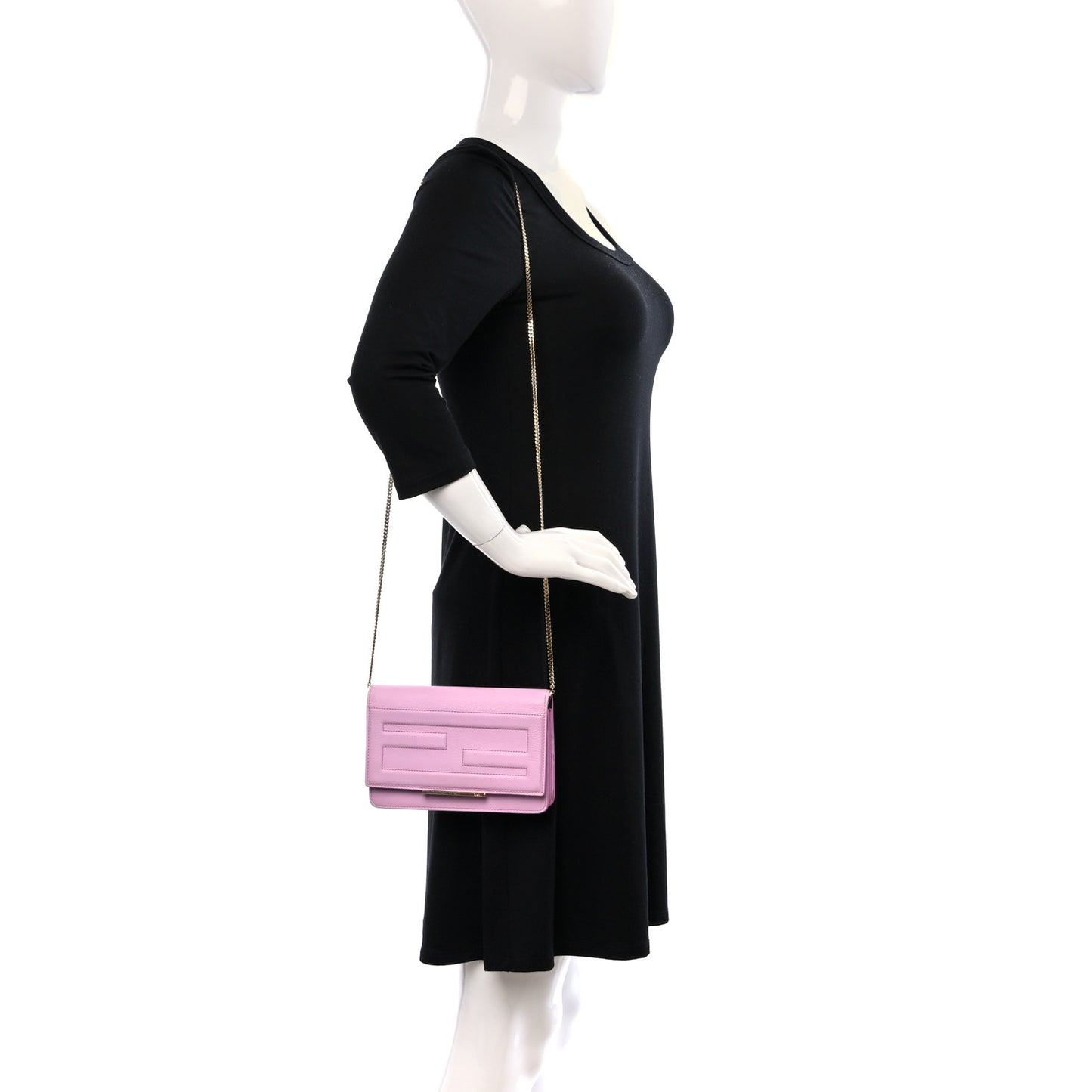 Vitello Flamingo Tube Wallet on Chain Lavanda