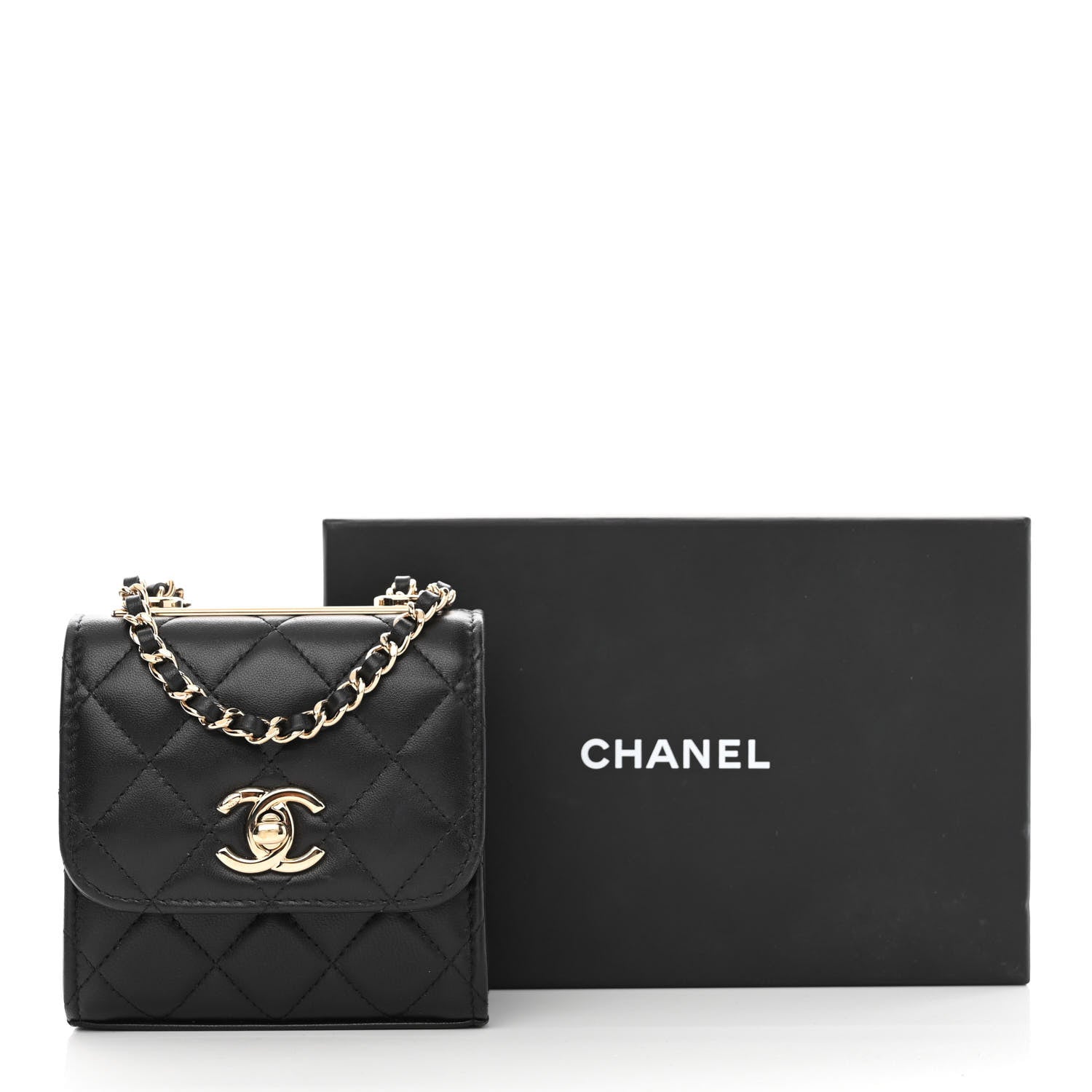 Chanel Lambskin Quilted Mini Trendy CC Chain Wallet Black 11 of 11