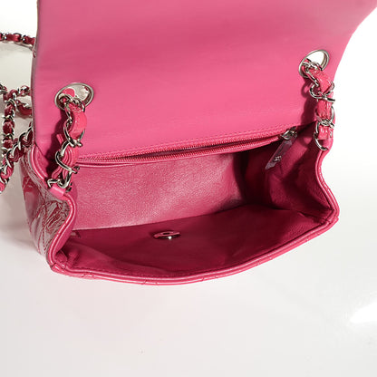 Chanel Patent Quilted Mini Square Flap Fuchsia 10 of 13