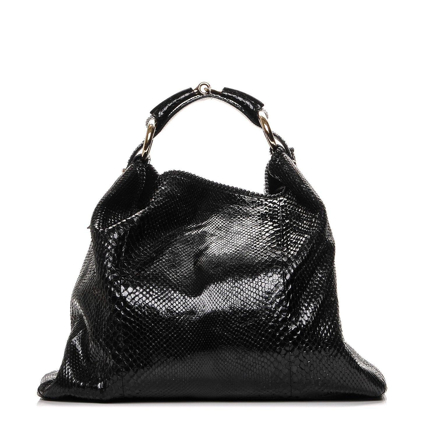 Python Large Horsebit Chain Hobo Black