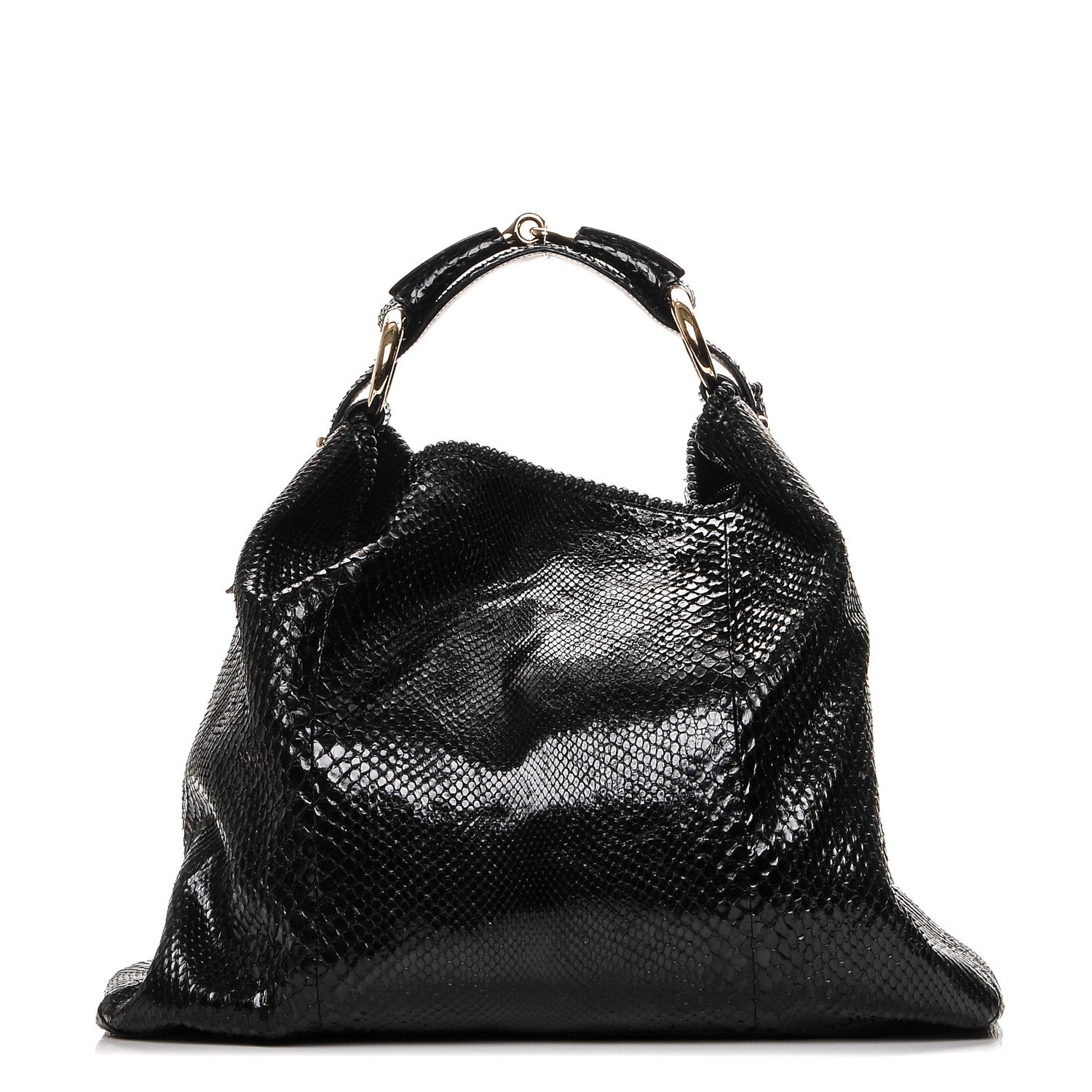 Gucci Python Large Horsebit Chain Hobo Black 1 of 6