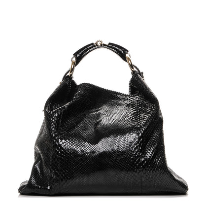 Gucci Python Large Horsebit Chain Hobo Black 1 of 6