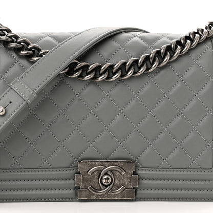 Chanel Lambskin Quilted Medium Boy Flap Grey 7 of 10