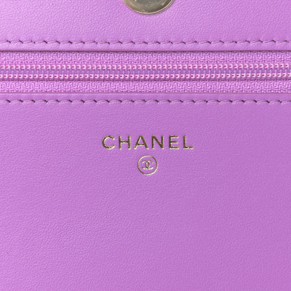 Chanel Caviar Quilted Boy Wallet On Chain WOC Purple 6 of 11