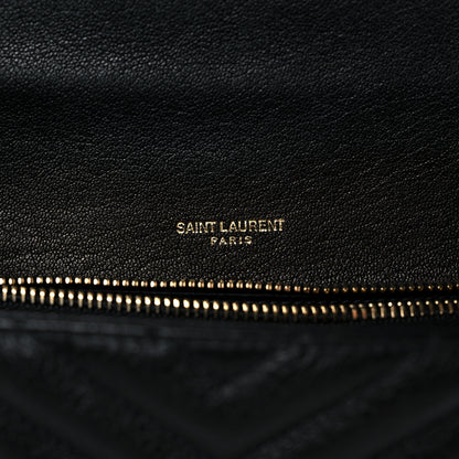Saint Laurent Sheepskin Matelasse Chevron Monogram Medium College Bag Black 6 of 11