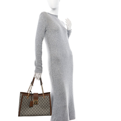 Gucci GG Supreme Monogram Medium Padlock Tote Beige Cuir 2 of 11