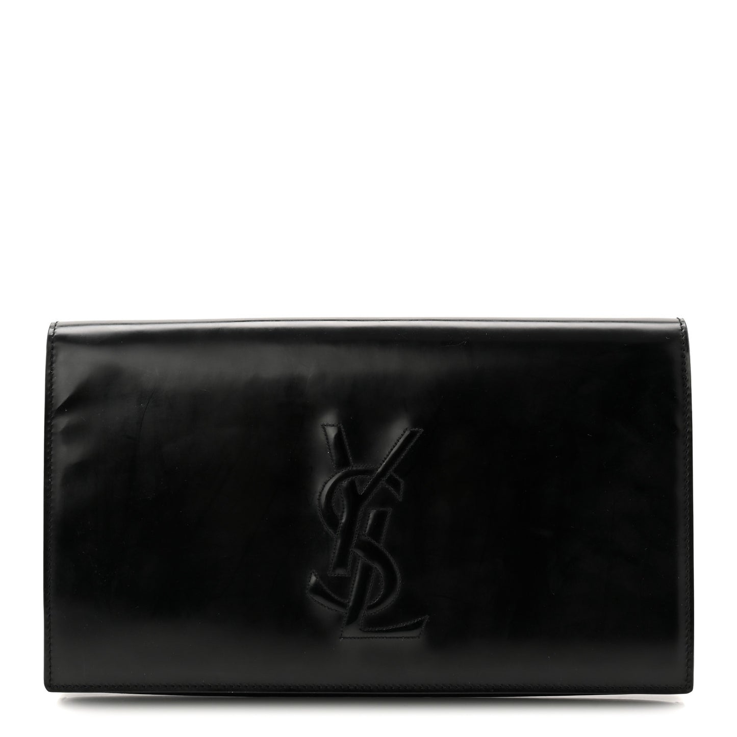 Patent Calfskin Monogram Large Belle De Jour Clutch Black