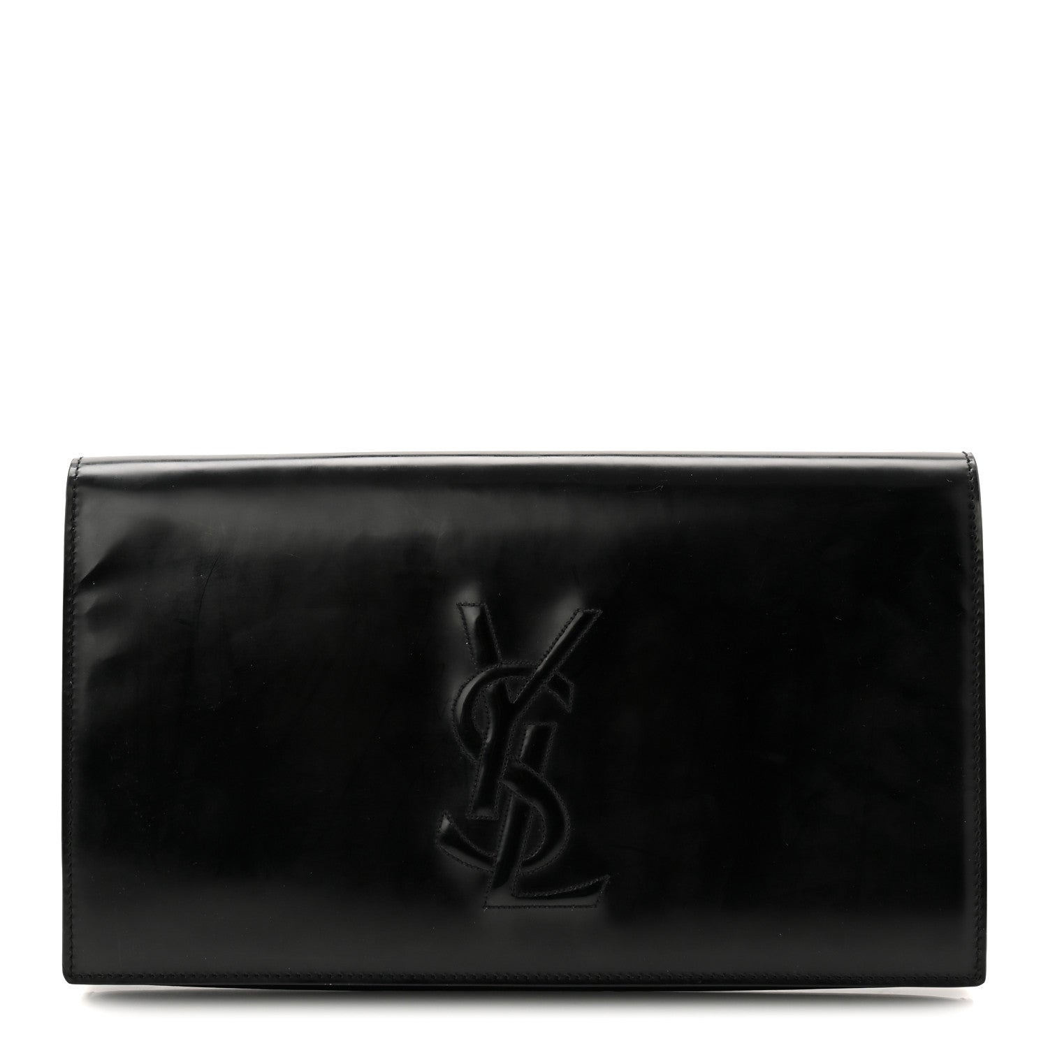 Saint Laurent Patent Calfskin Monogram Large Belle De Jour Clutch Black 1 of 7