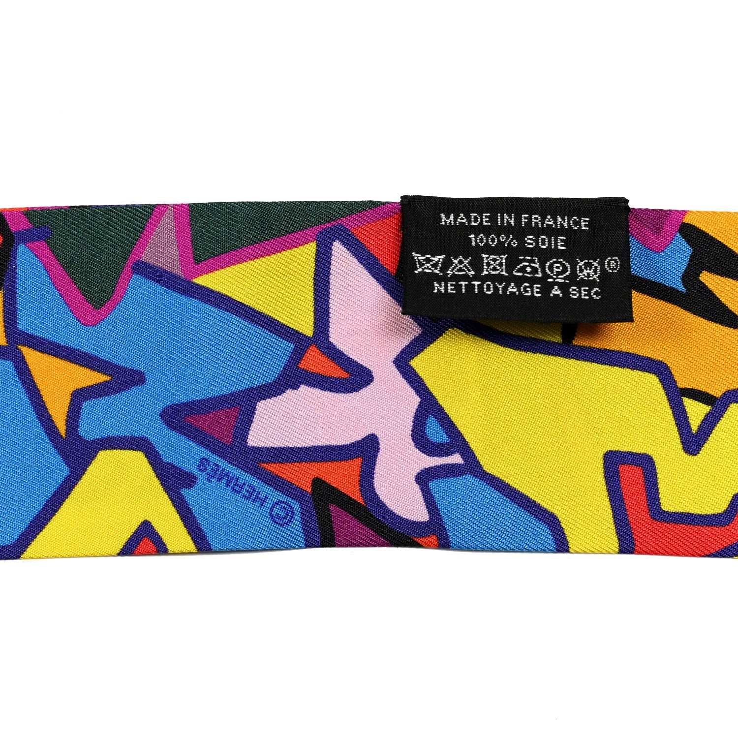 Hermes Silk Graff Graffiti Twilly Orange Jaune Vif Vert 3 of 5