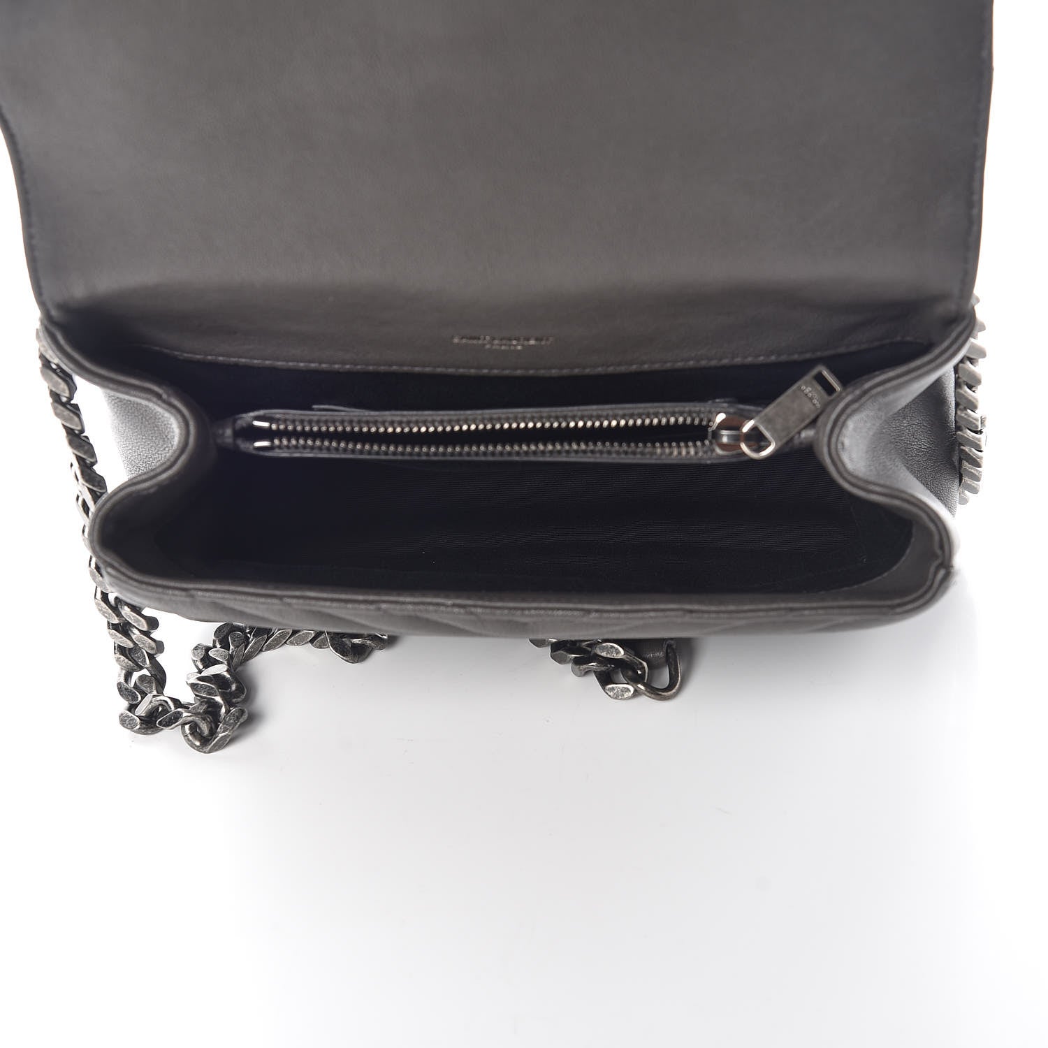 Saint Laurent Sheepskin Matelasse Chevron Monogram Medium College Bag Asphalt 5 of 10