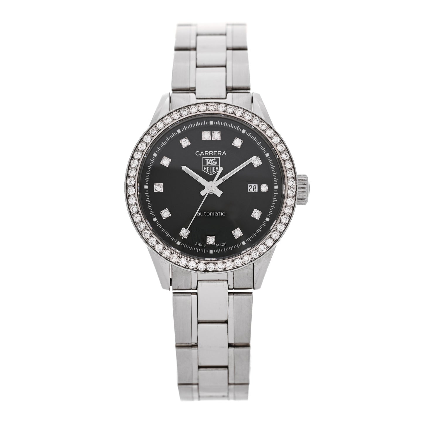 Stainless Steel Diamond 27mm Carrera Lady Automatic Watch Black WV2412