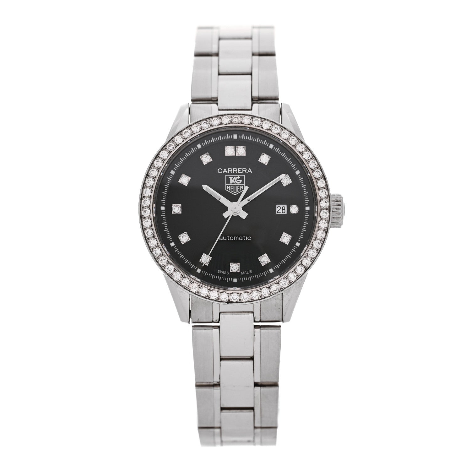 Tag Heuer Stainless Steel Diamond 27mm Carrera Lady Automatic Watch Black WV2412 1 of 4