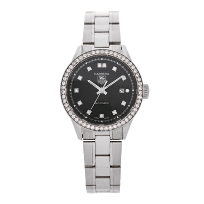 Tag Heuer Stainless Steel Diamond 27mm Carrera Lady Automatic Watch Black WV2412 1 of 4
