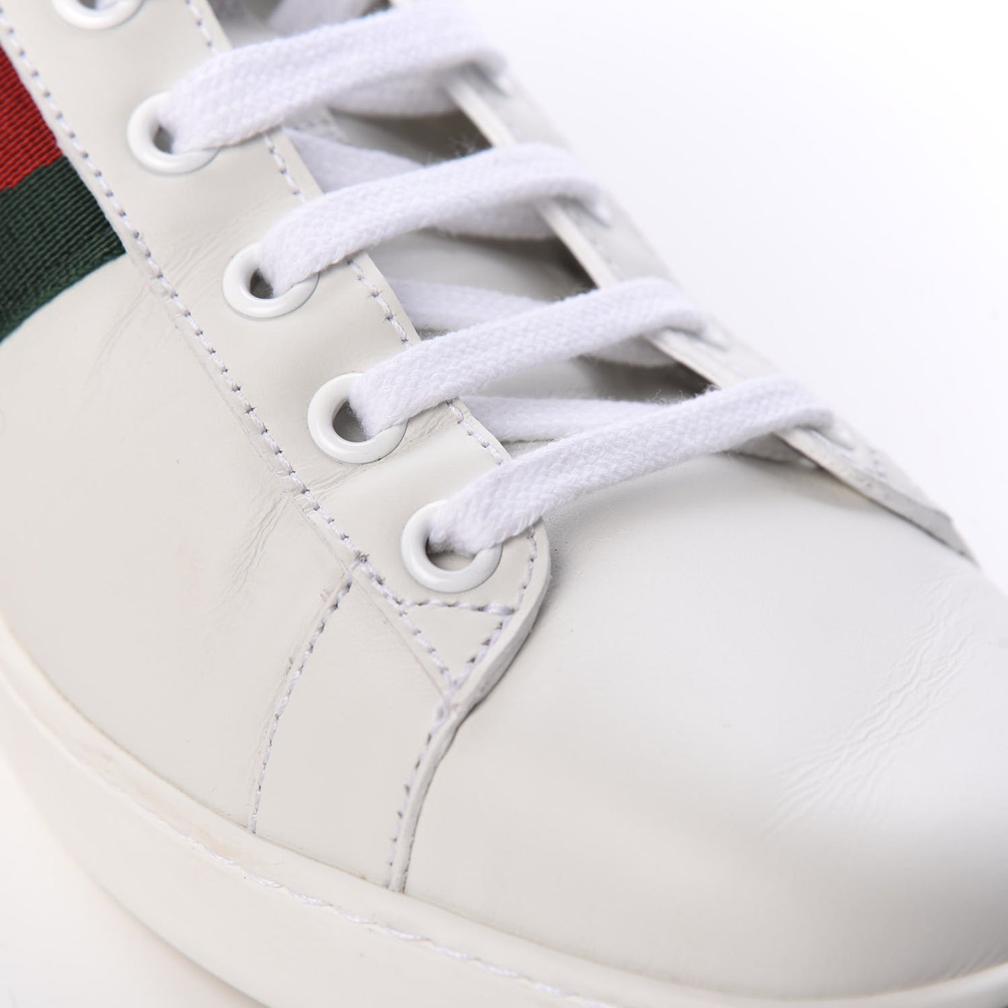 Calfskin Ayers Bee Embroidered Womens Ace Sneakers 41 White Green