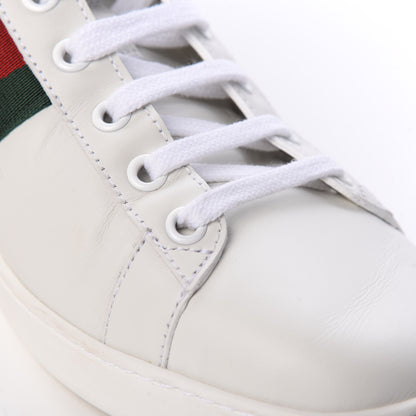 Gucci Calfskin Ayers Bee Embroidered Womens Ace Sneakers 41 White Green 7 of 12