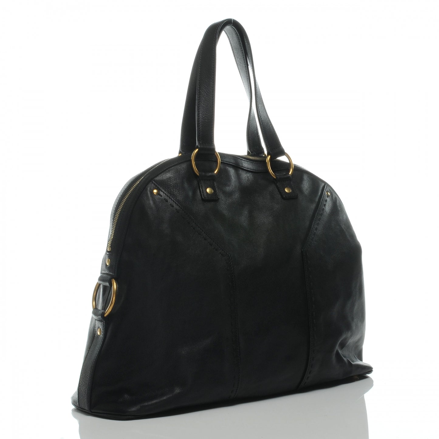 Leather Oversized Muse Tote Black