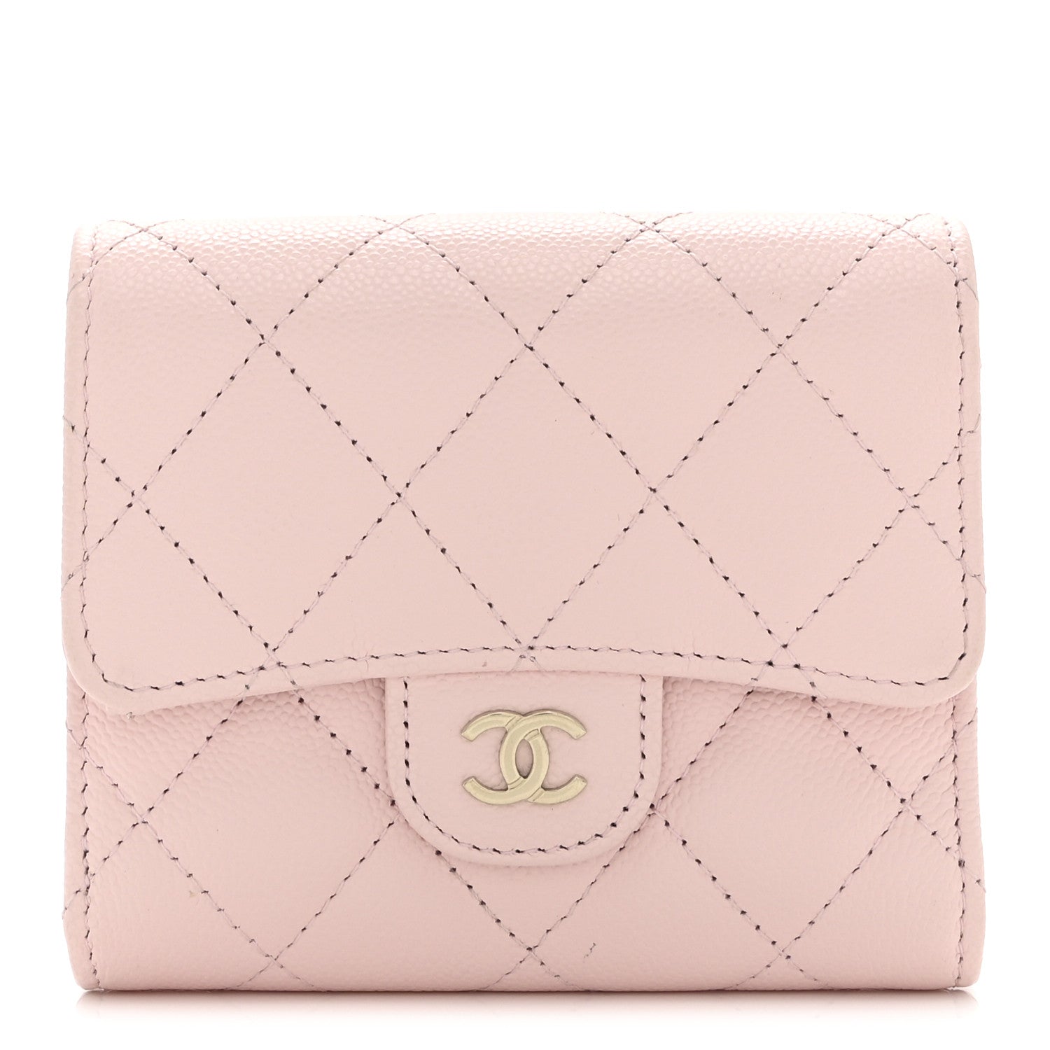 Chanel Caviar Quilted Compact Flap Wallet Light Pink 1 of 11