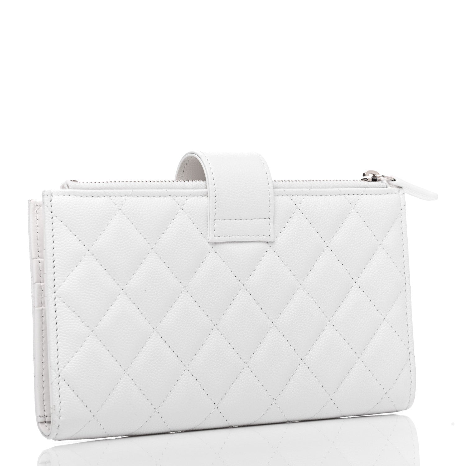 Chanel Caviar Quilted Long Zipped Wallet White 3 of 10