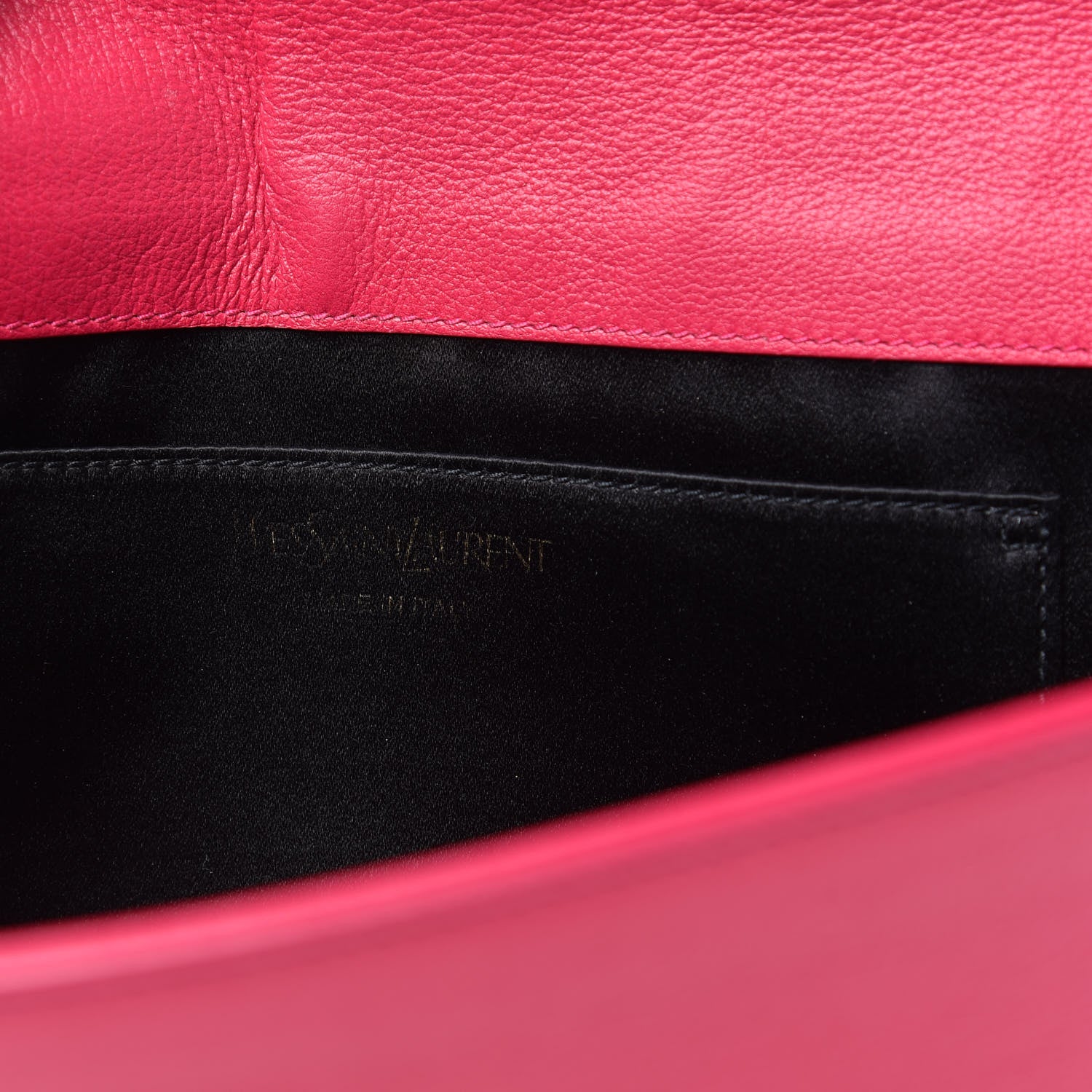 Saint Laurent Calfskin Monogram Large Belle De Jour Clutch Lipstick Fuchsia 6 of 11