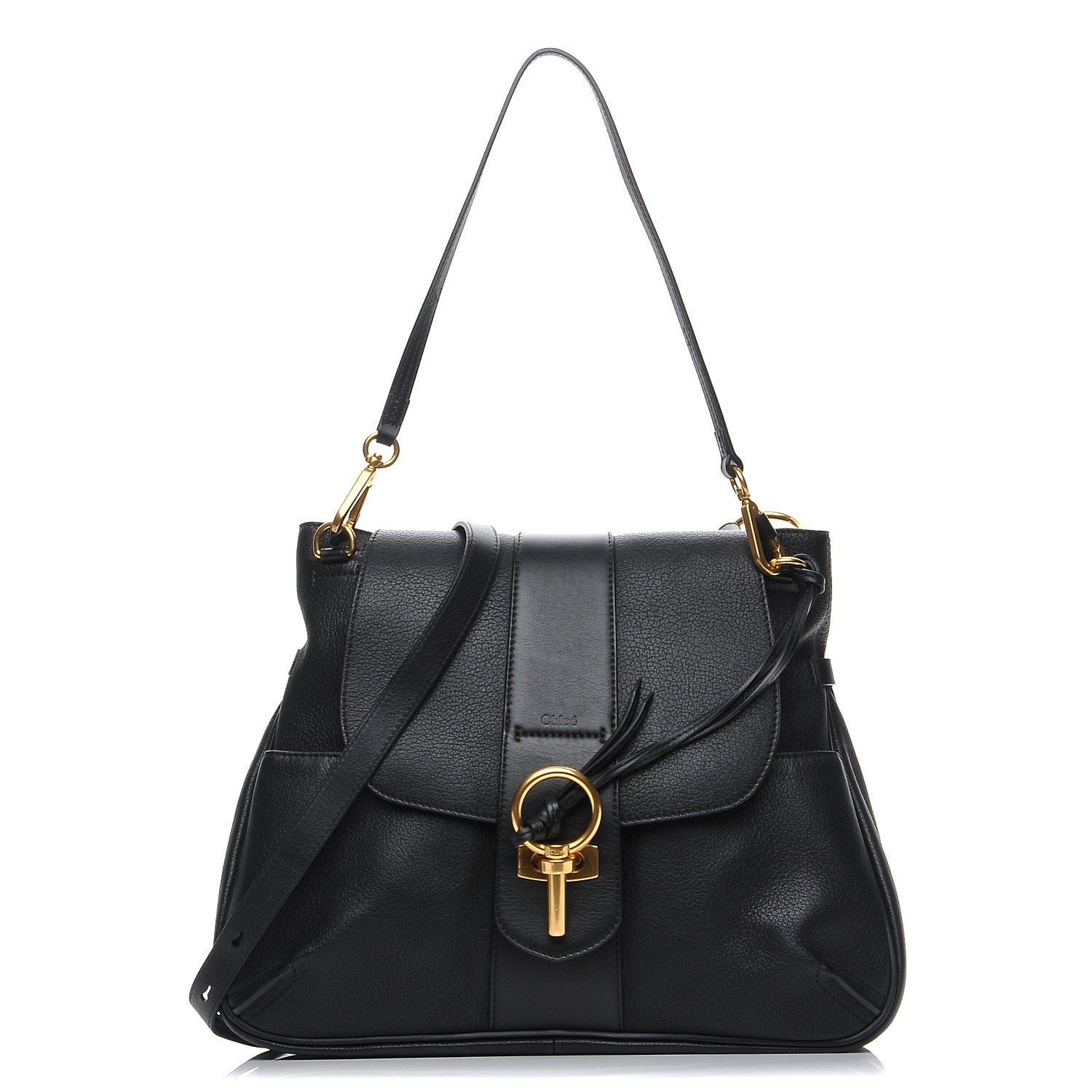Chloe Grained Lambskin Calfskin Medium Lexa Shoulder Bag Black 1 of 8