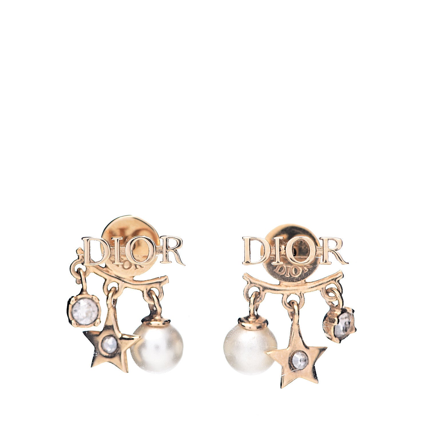 Christian Dior Pearl Crystal Dio(r)evolution Earrings Aged Gold 1 of 3