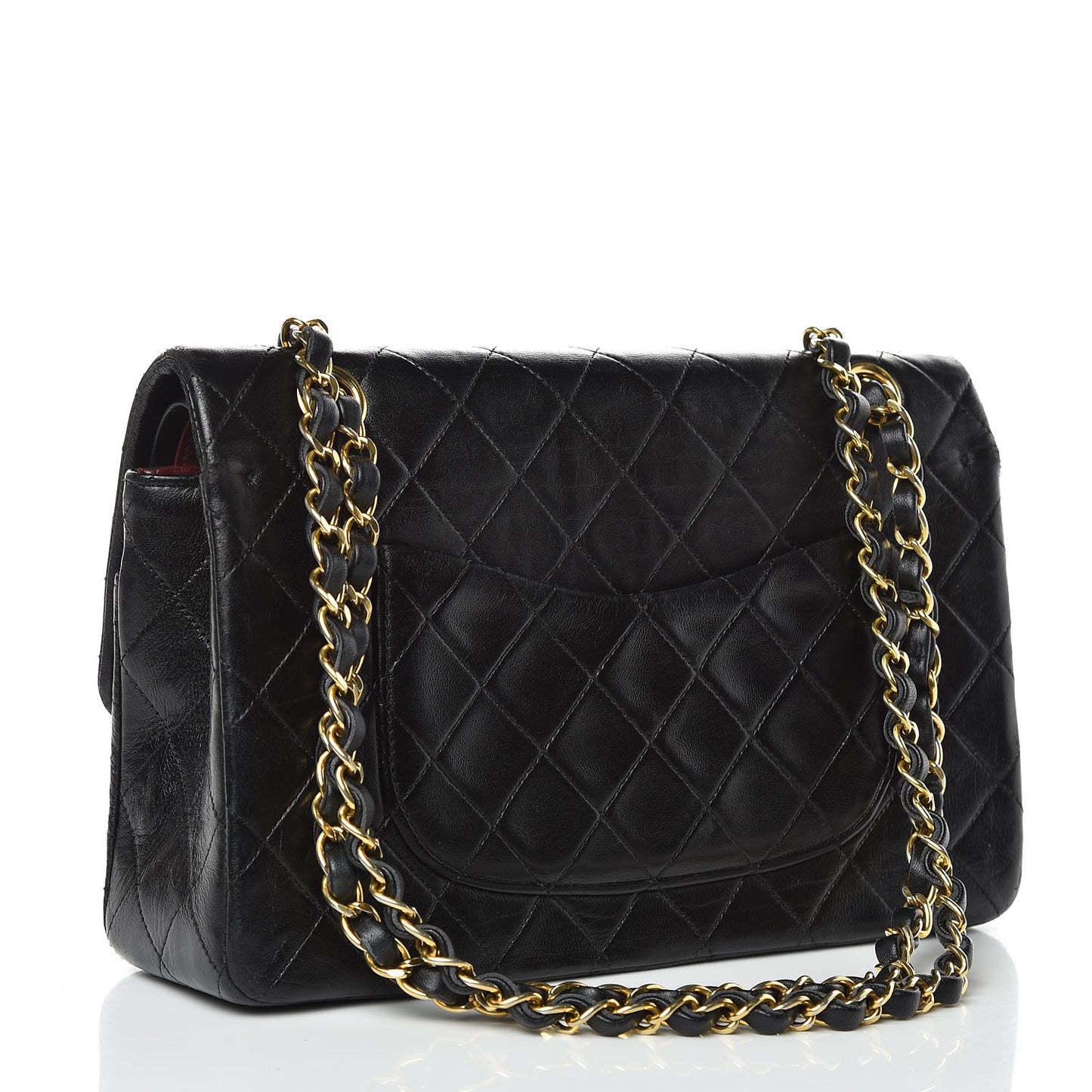 Lambskin Quilted Medium Double Flap Black