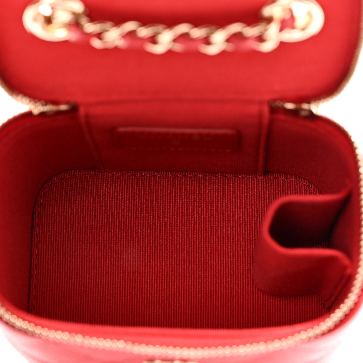 Chanel Caviar Quilted Mini Vanity Case With Chain Red 1783056