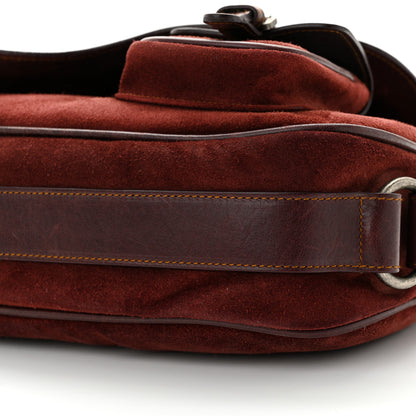 Christian Dior Suede Calfskin Medium Gaucho Double Saddle Burgundy 10 of 13