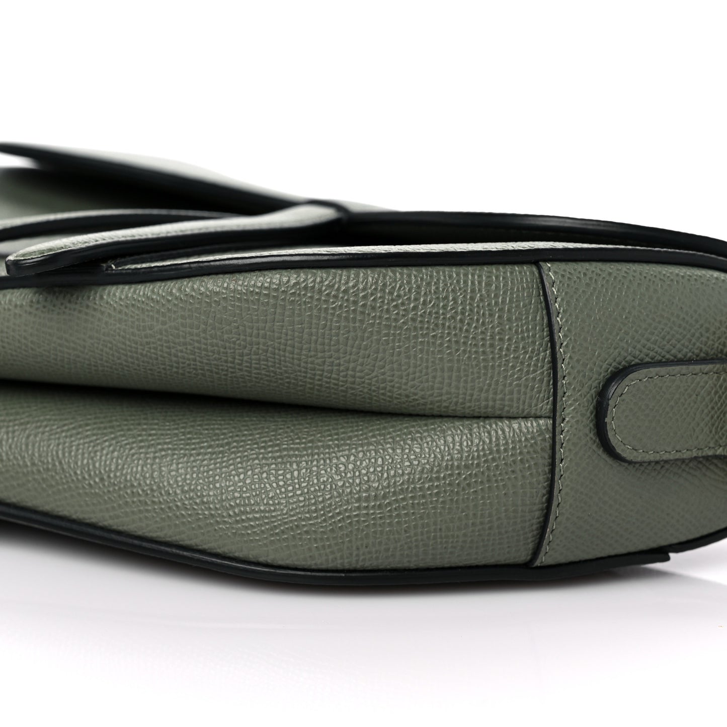 Grained Calfskin Saddle Bag Green