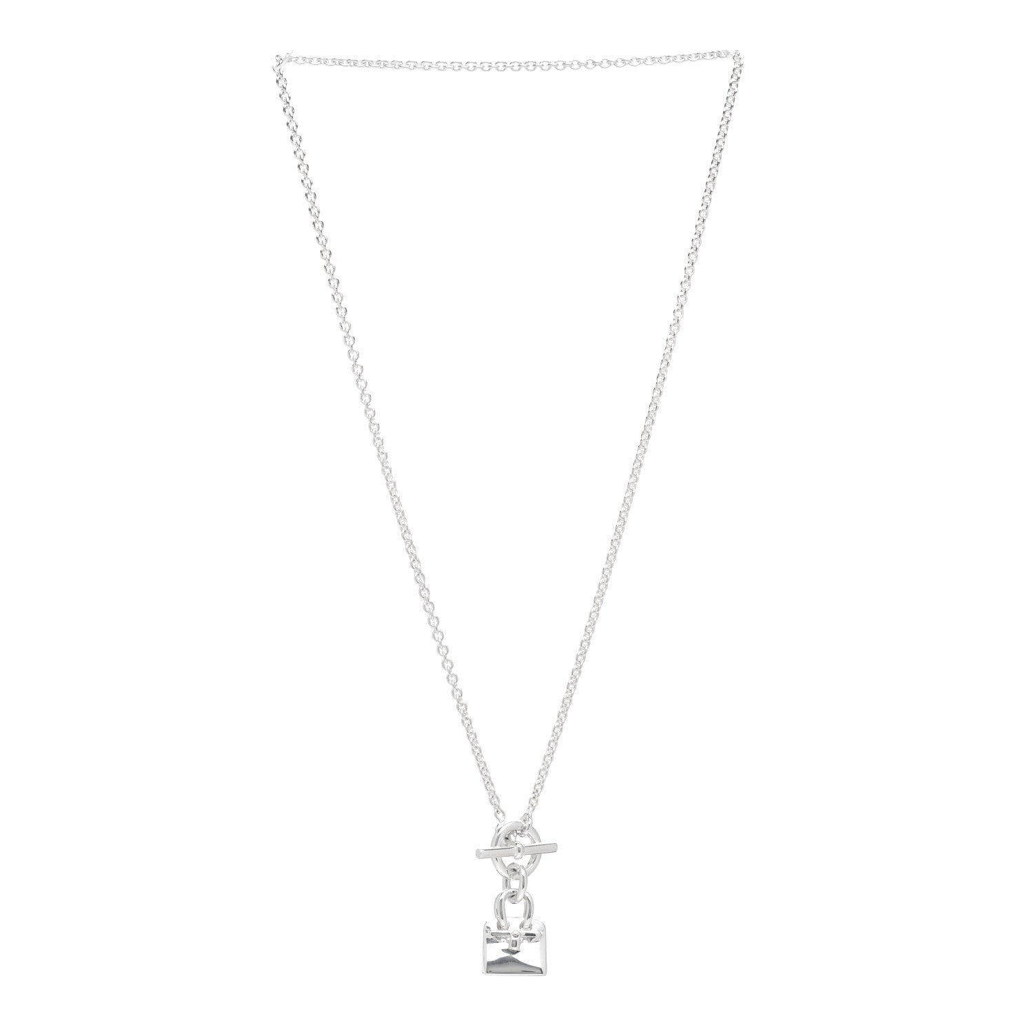 Hermes Sterling Silver Kelly Charm Pendant Necklace 3 of 5
