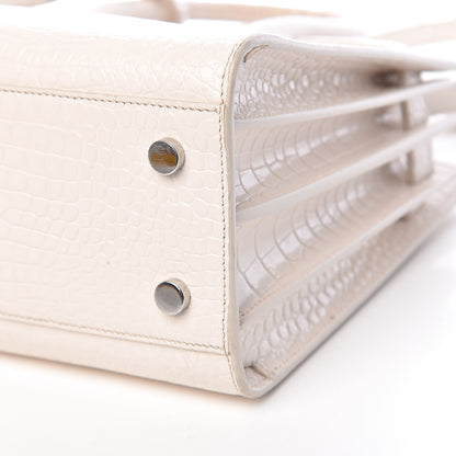 Saint Laurent Calfskin Crocodile Embossed Baby Sac De Jour Gris Perle 10 of 13